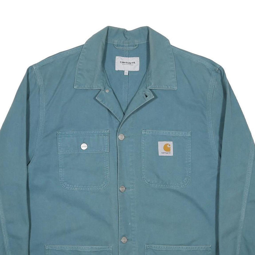 CARHARTT WIP Michigan Coat  Mens Blue Cotton Button Jacket L Workwear Durable