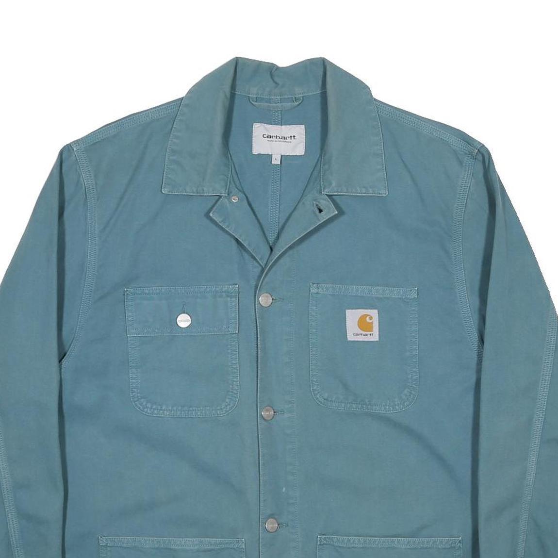 CARHARTT WIP Michigan Coat  Mens Blue Cotton Button Jacket L Workwear Durable