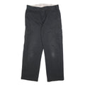 DICKIES Mens Cotton Blend Black Relaxed Straight Trousers W35 L32 Casual