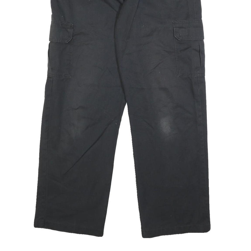 DICKIES Mens Cotton Blend Black Relaxed Straight Trousers W35 L32 Casual