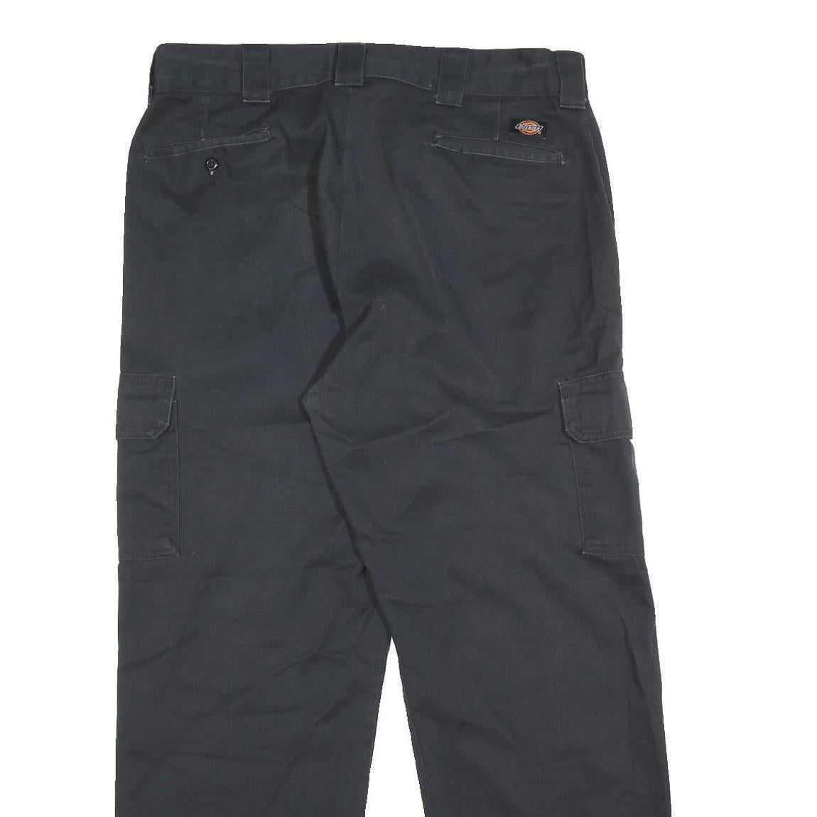 DICKIES Mens Cotton Blend Black Relaxed Straight Trousers W35 L32 Casual