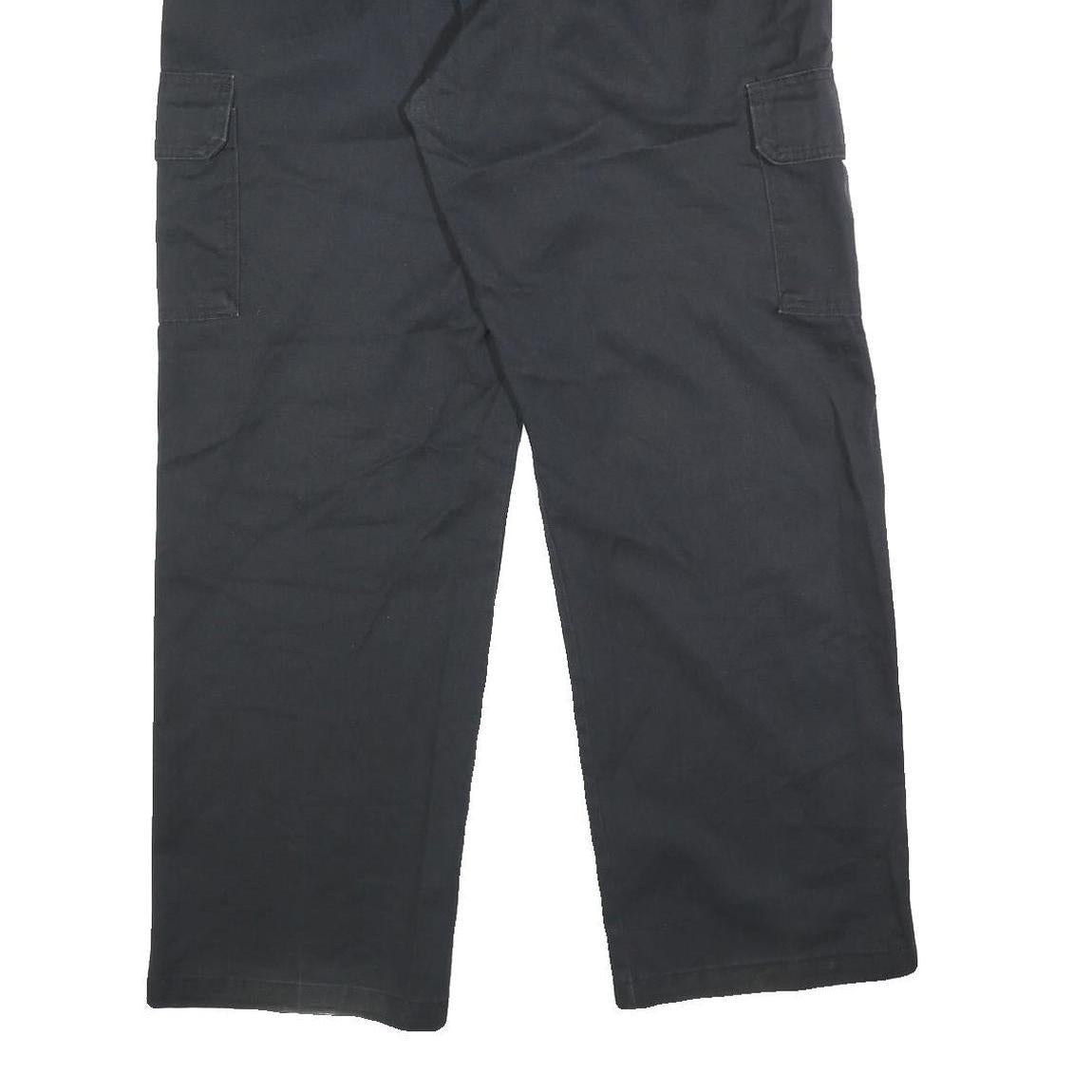 DICKIES Mens Cotton Blend Black Relaxed Straight Trousers W35 L32 Casual