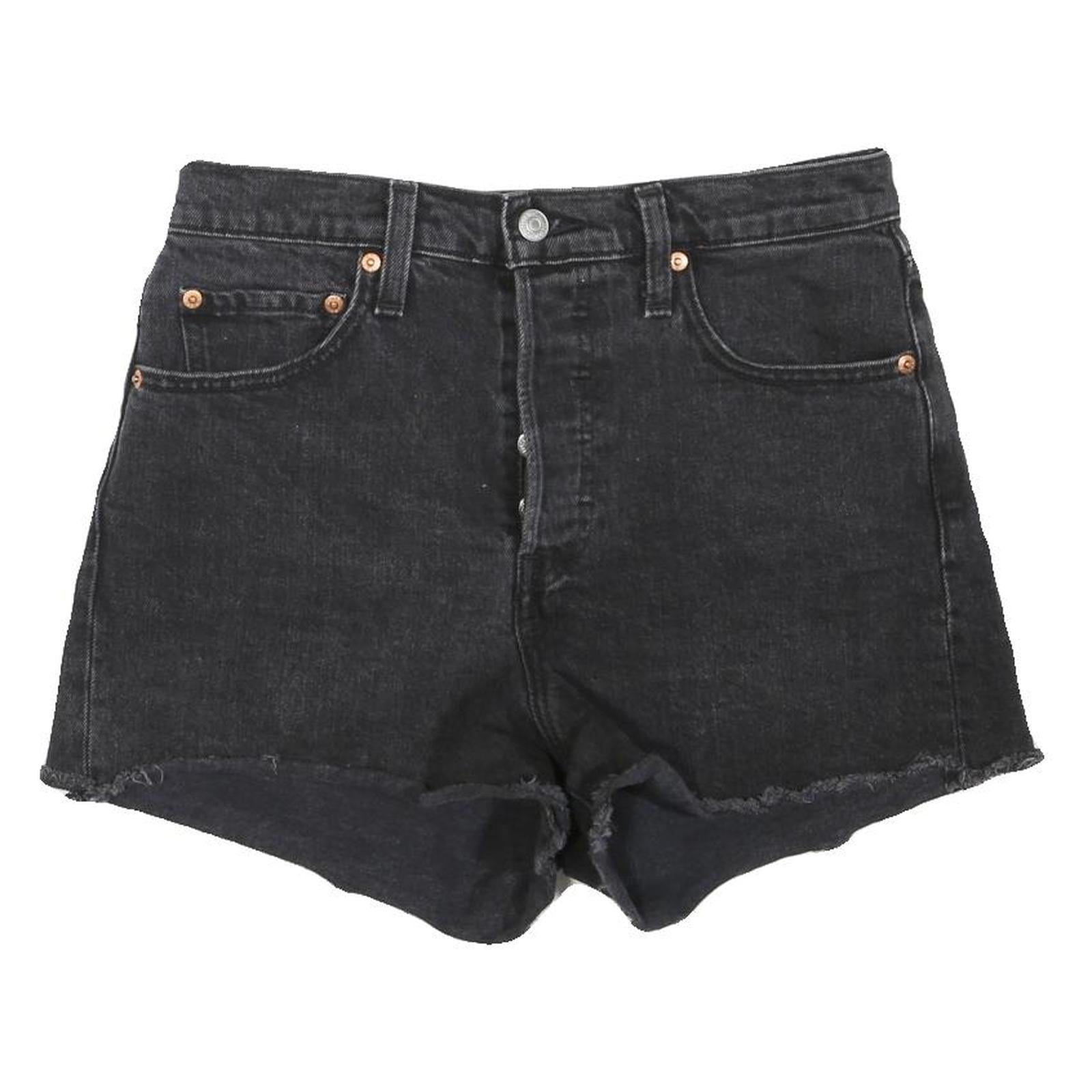 LEVI'S Womens Shorts Black Casual Cut-Off S W28 Denim Button Fly