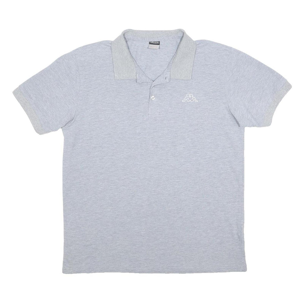 KAPPA Mens Grey Polo Shirt XL Cotton Blend Short Sleeve Classic Fit Casual