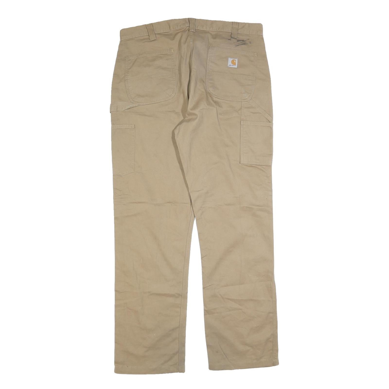 CARHARTT Mens Cotton Blend Beige Relaxed Straight Trousers W38 L34 Workwear