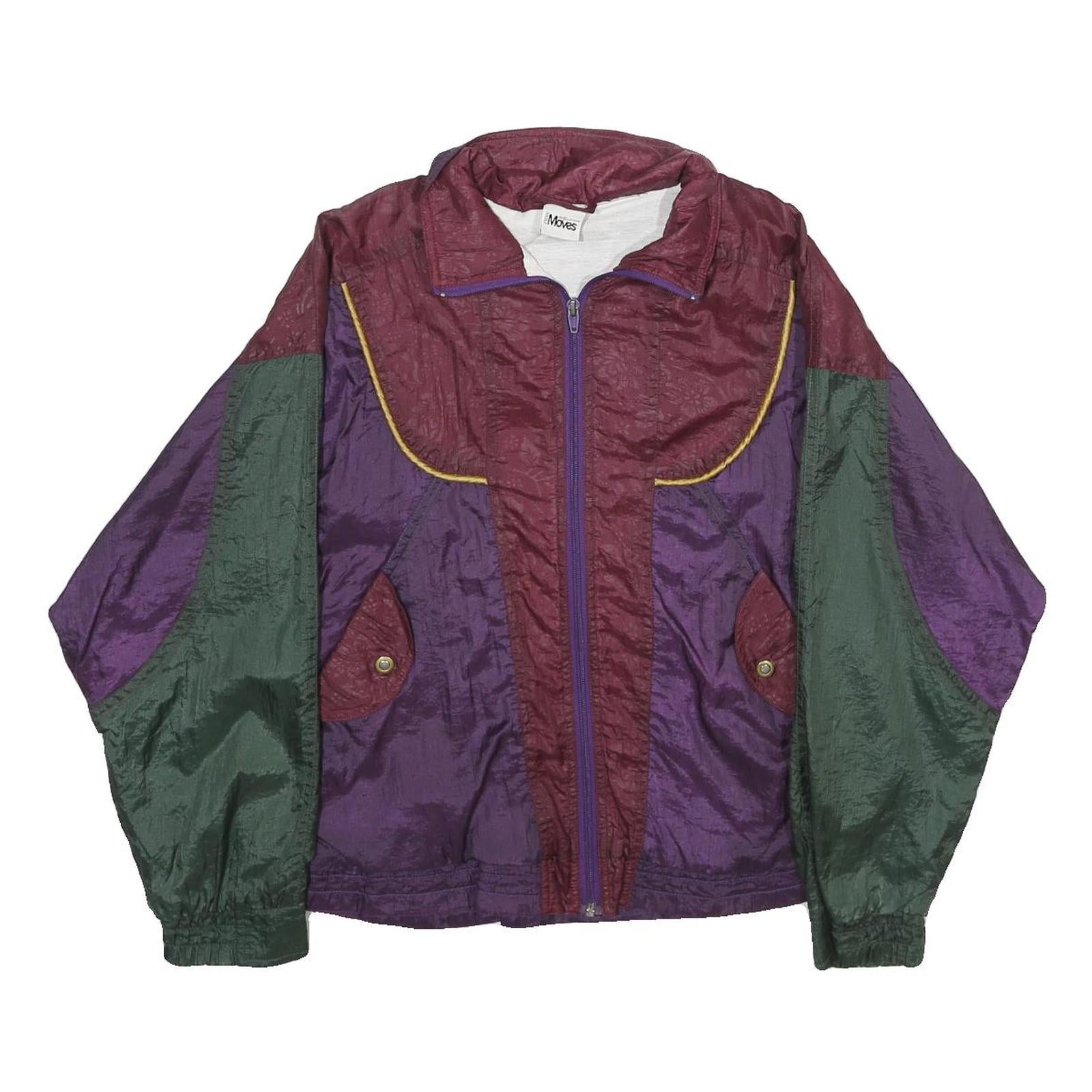 NEW MOVES Womens Burgundy & Purple Windbreaker Jacket M Nylon Colourblock Zip