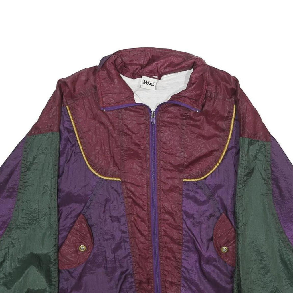 NEW MOVES Womens Burgundy & Purple Windbreaker Jacket M Nylon Colourblock Zip