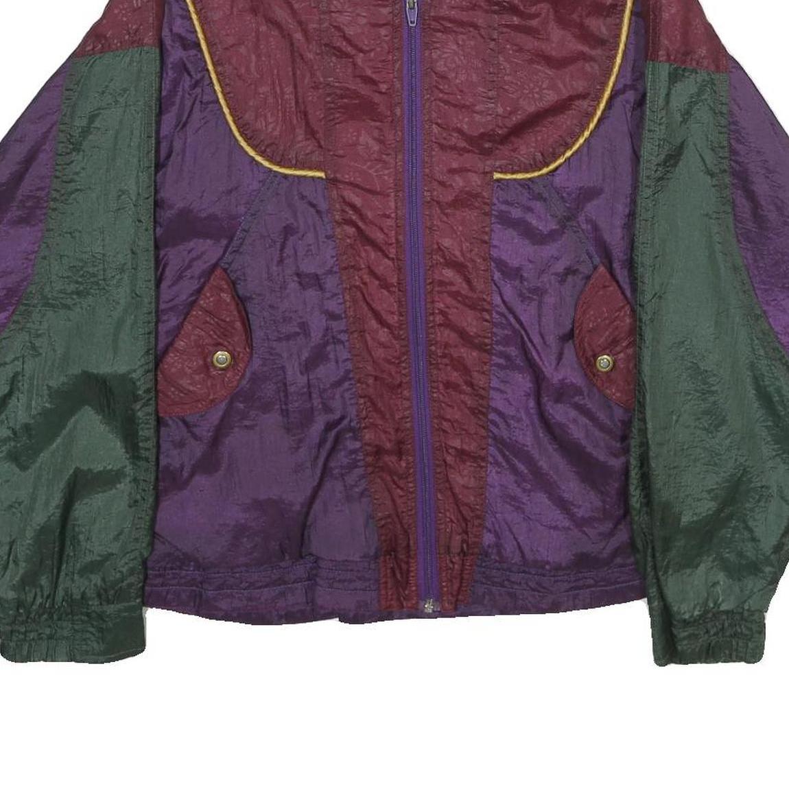 NEW MOVES Womens Burgundy & Purple Windbreaker Jacket M Nylon Colourblock Zip
