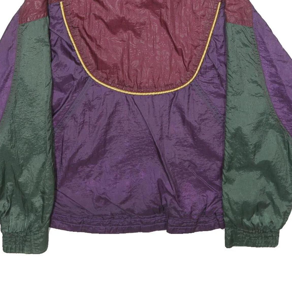 NEW MOVES Womens Burgundy & Purple Windbreaker Jacket M Nylon Colourblock Zip