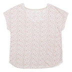 WHITE STUFF Womens Cream Printed Short Sleeve Round Neck Top UK 10 Cotton Blend