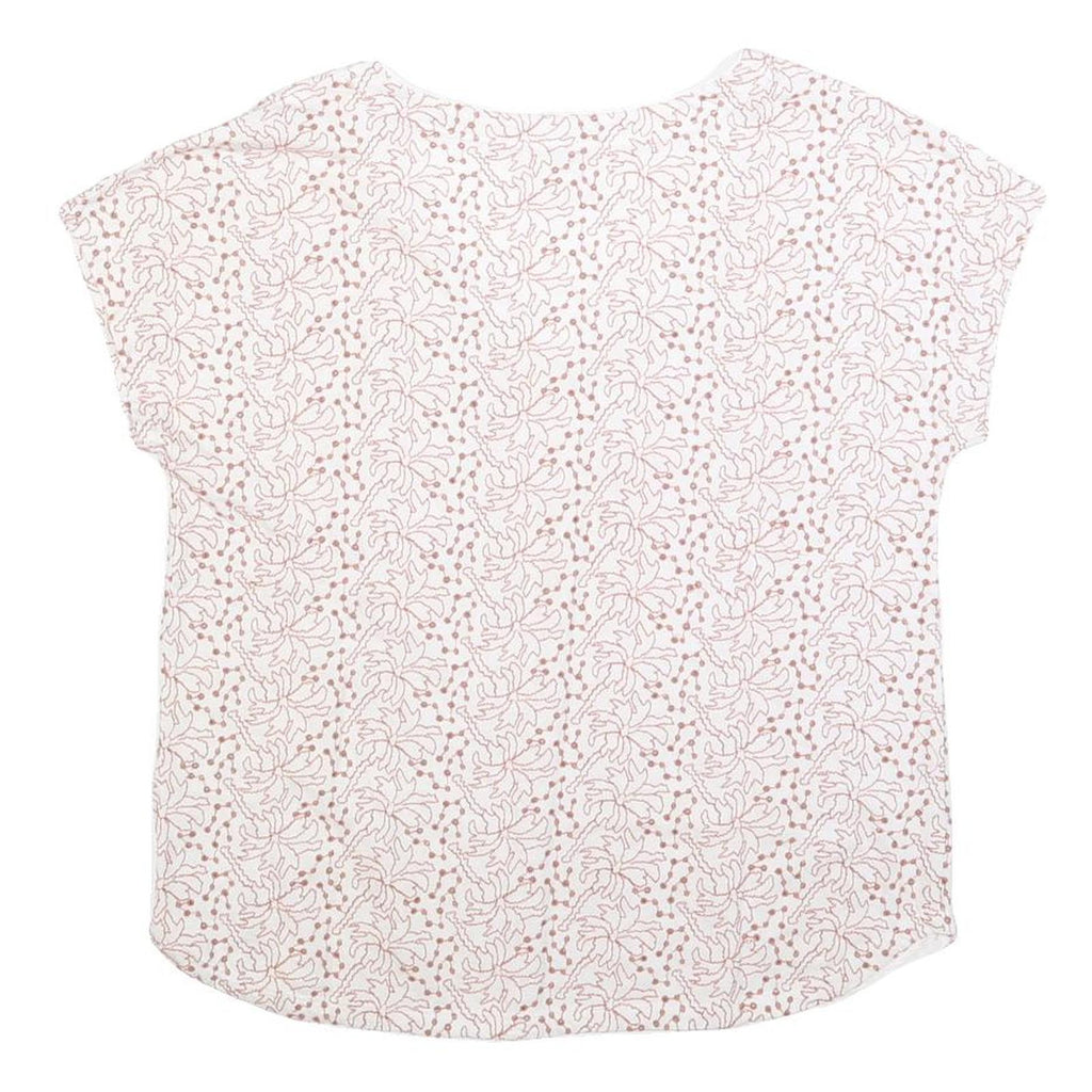 WHITE STUFF Womens Cream Printed Short Sleeve Round Neck Top UK 10 Cotton Blend