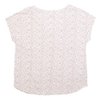 WHITE STUFF Womens Cream Printed Short Sleeve Round Neck Top UK 10 Cotton Blend