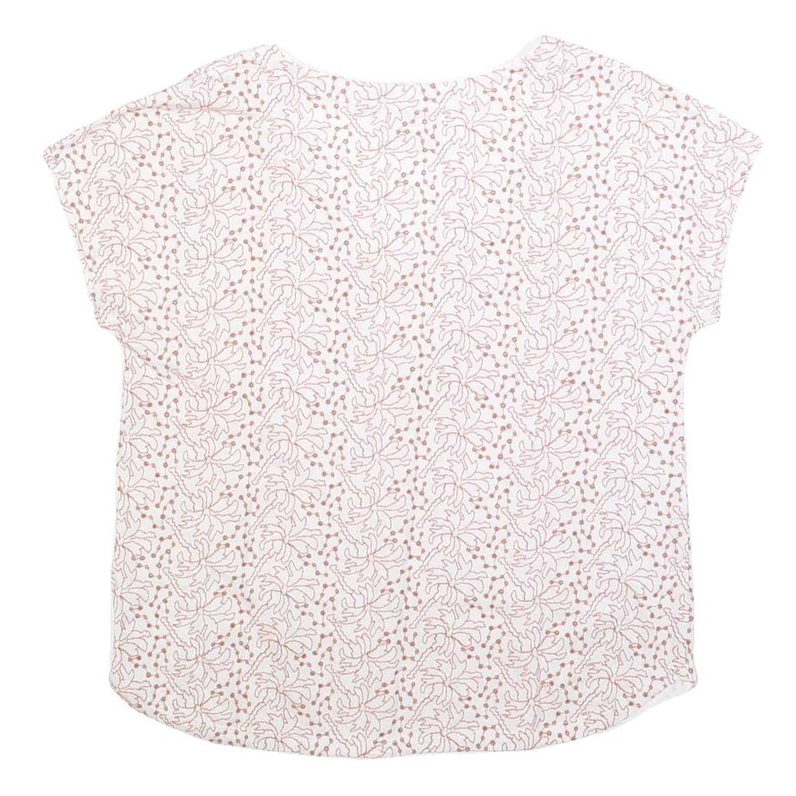 WHITE STUFF Womens Cream Printed Short Sleeve Round Neck Top UK 10 Cotton Blend