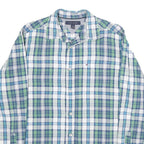 TOMMY HILFIGER Mens Blue & Green Check Shirt M Classic Button Up Long Sleeve