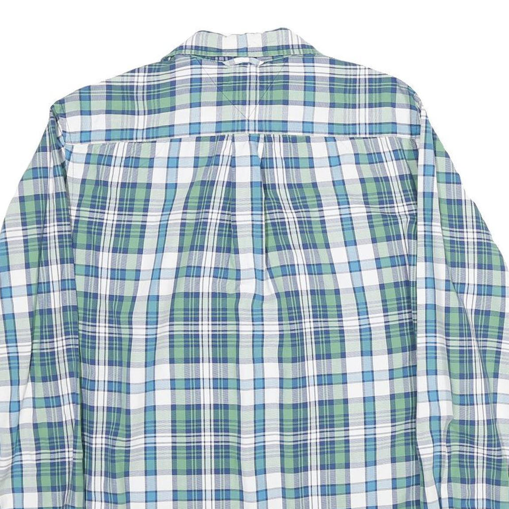 TOMMY HILFIGER Mens Blue & Green Check Shirt M Classic Button Up Long Sleeve