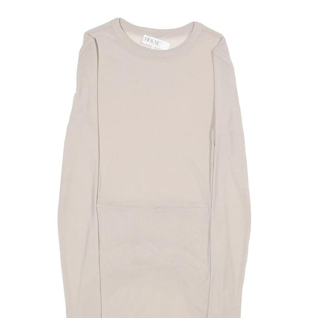 HOUSE OF CB Womens Cream Bodycon Polyester Blend Dress Long Sleeve XS Elegant