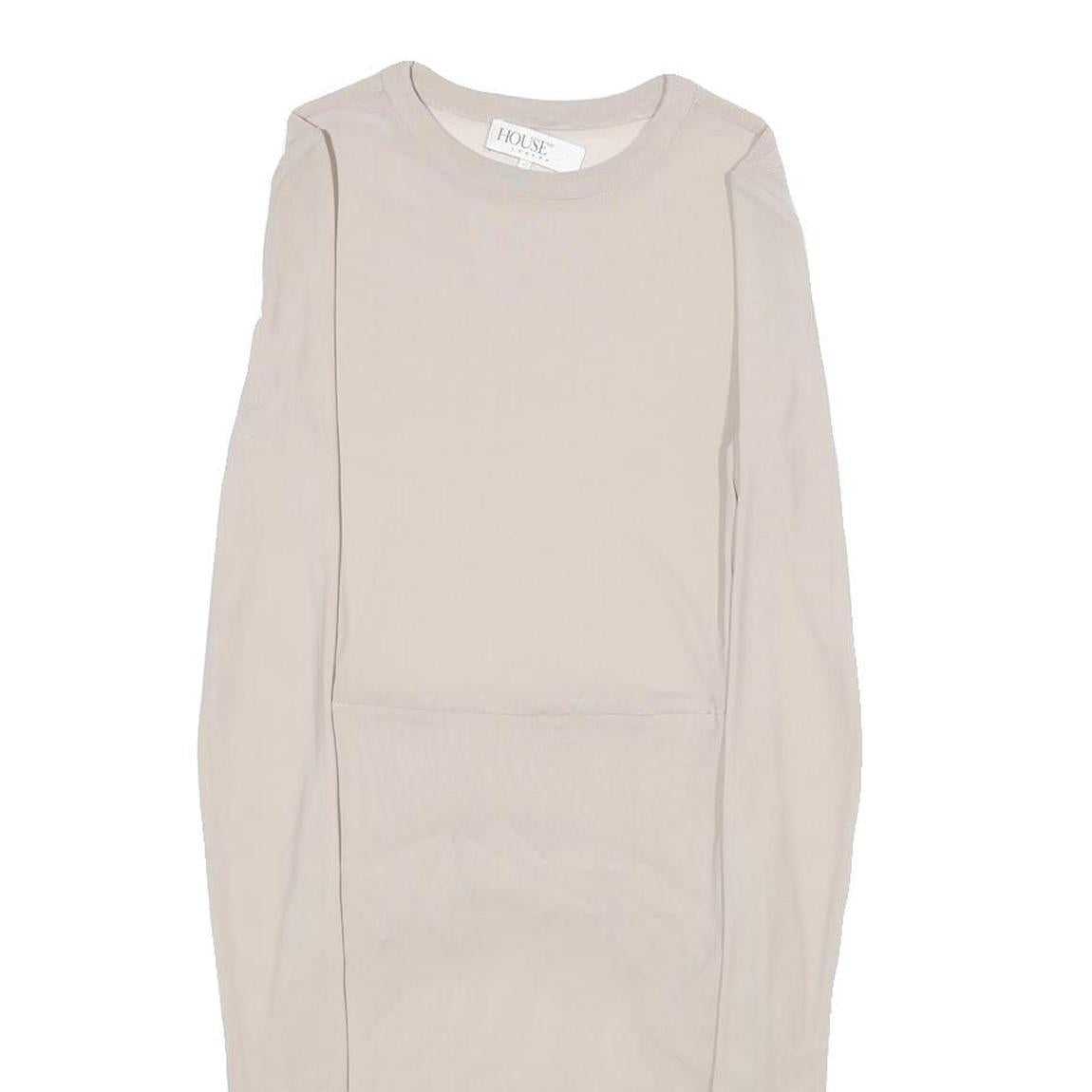 HOUSE OF CB Womens Cream Bodycon Polyester Blend Dress Long Sleeve XS Elegant