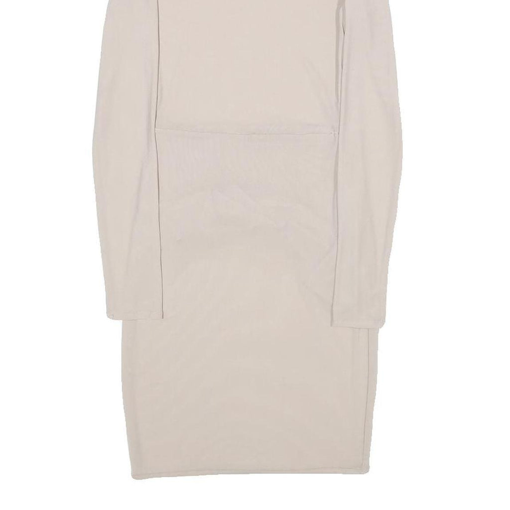HOUSE OF CB Womens Cream Bodycon Polyester Blend Dress Long Sleeve XS Elegant