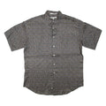 PERRY ELLIS Mens Shirt Grey Silk Geometric L