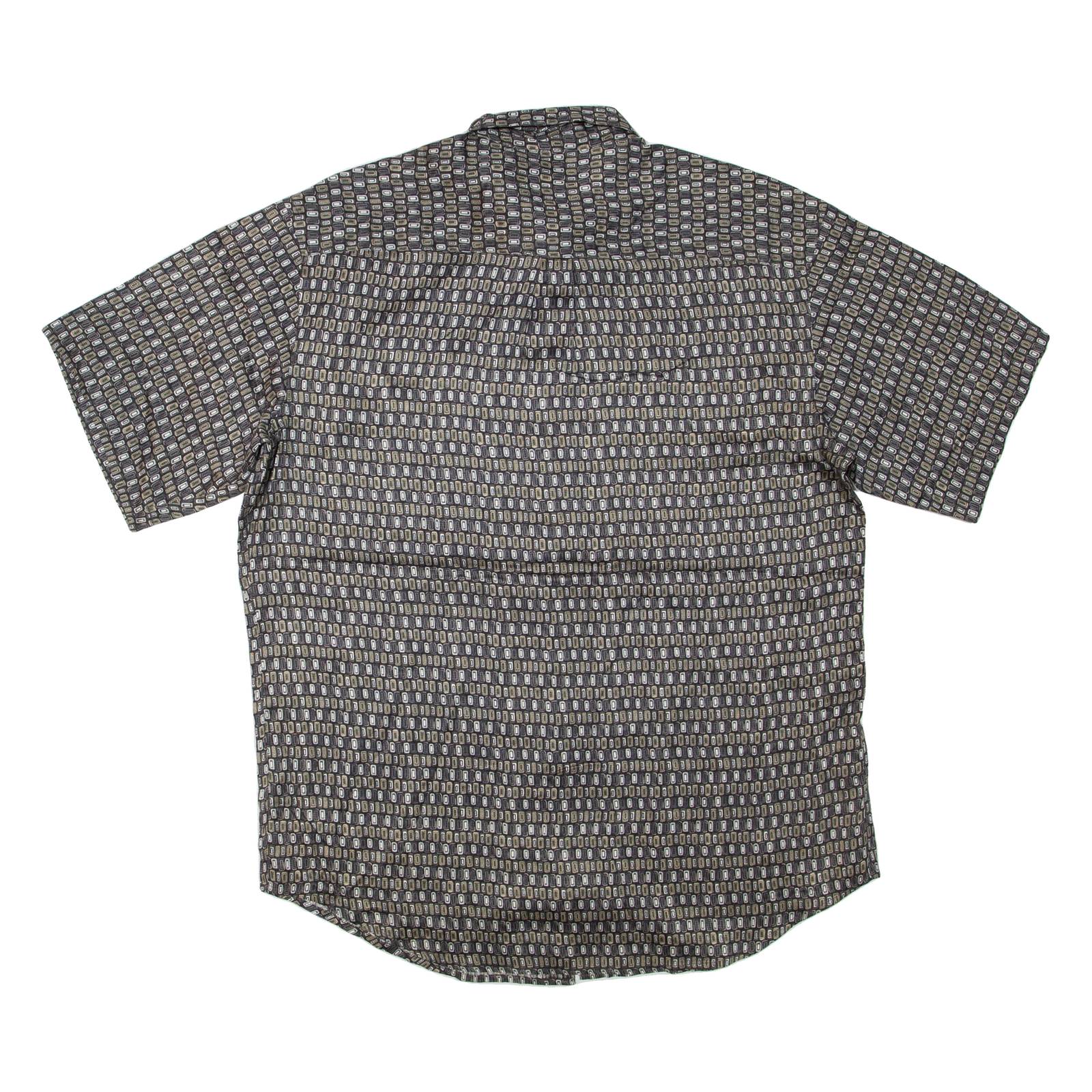 PERRY ELLIS Mens Shirt Grey Silk Geometric L