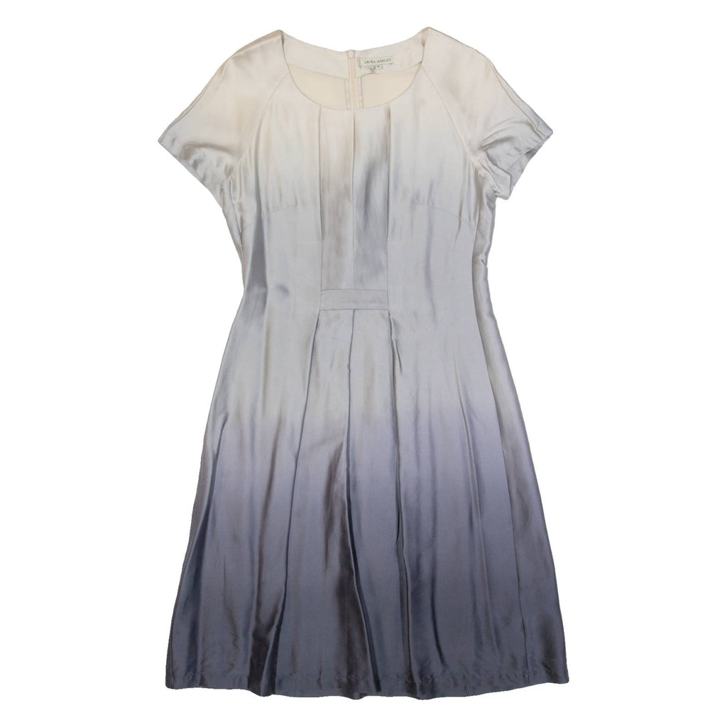 KAREN MILLEN Ombre Womens Fit & Flare Dress Grey Silk Knee Length UK 8