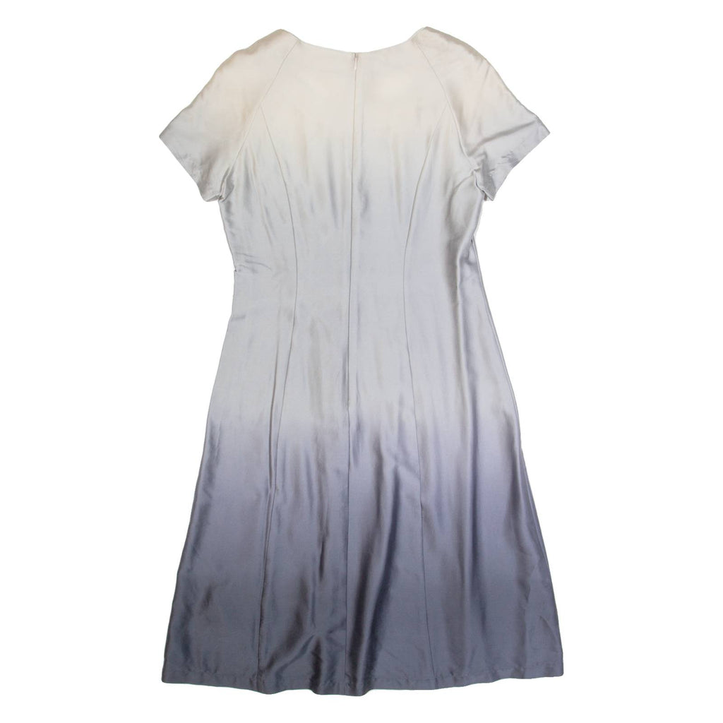 KAREN MILLEN Ombre Womens Fit & Flare Dress Grey Silk Knee Length UK 8