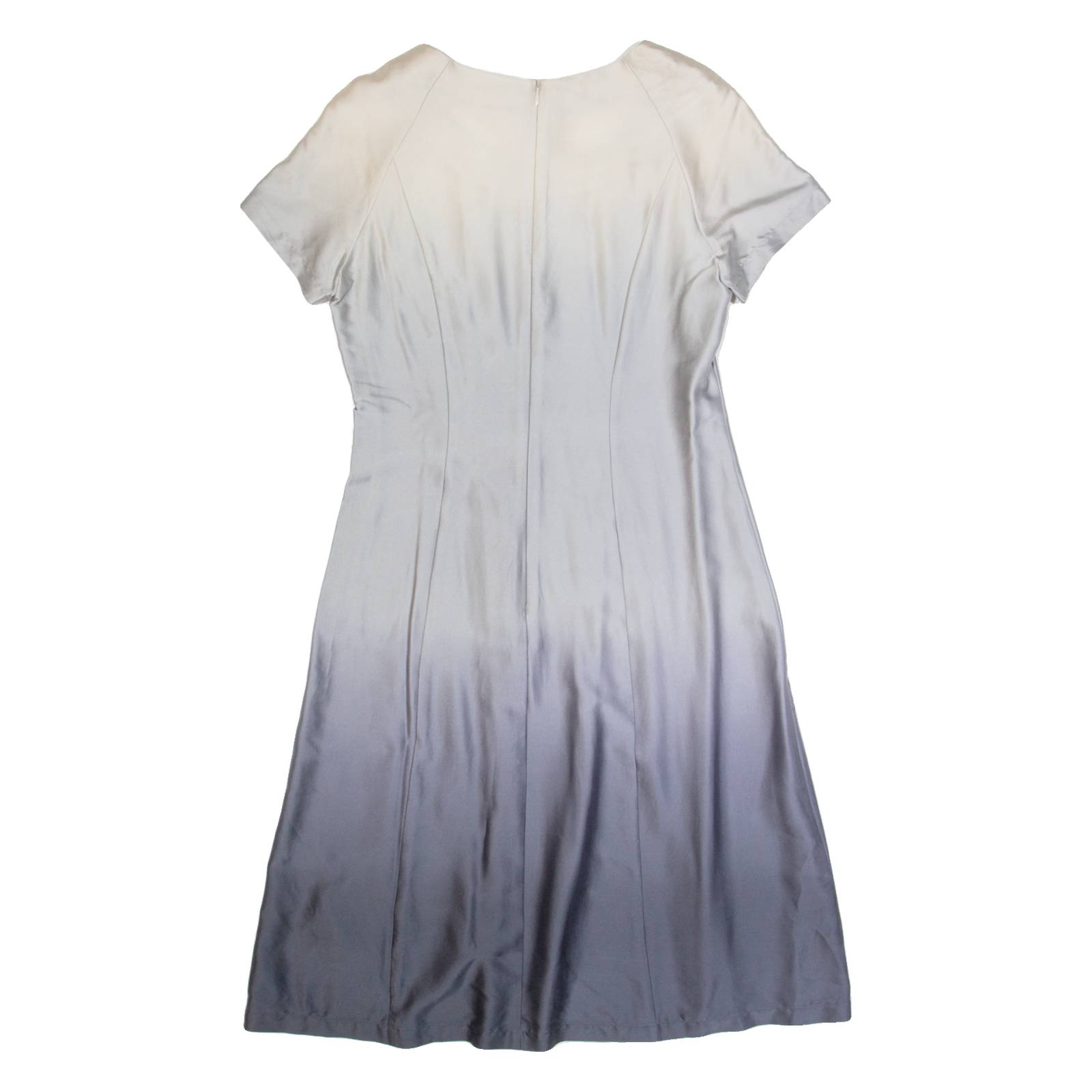 KAREN MILLEN Ombre Womens Fit & Flare Dress Grey Silk Knee Length UK 8