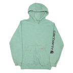 CARHARTT Mens Green Pullover Hoodie M Logo Print Workwear Cotton Blend