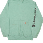 CARHARTT Mens Green Pullover Hoodie M Logo Print Workwear Cotton Blend