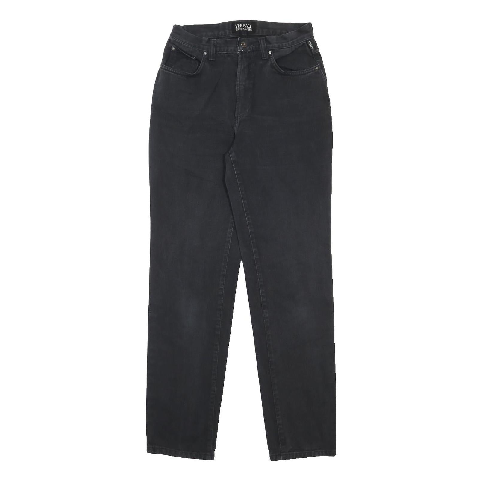 VERSACE JEANS COUTURE Womens Black Denim Regular Straight Fit Cotton Medium W30