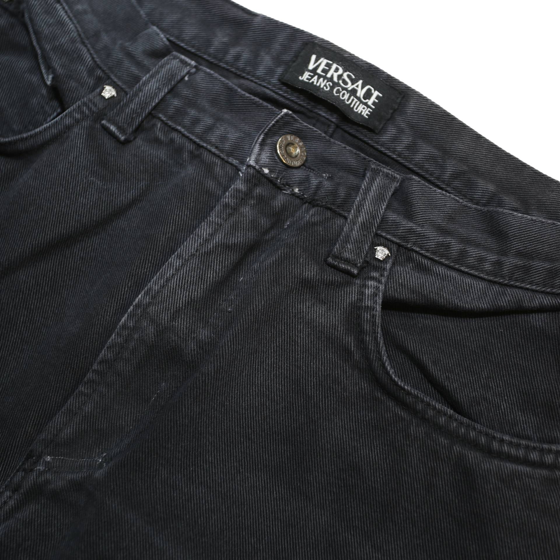 VERSACE JEANS COUTURE Womens Black Denim Regular Straight Fit Cotton Medium W30