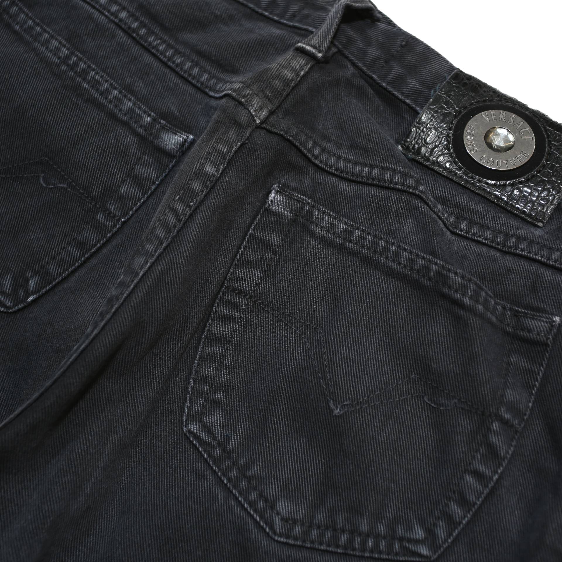 VERSACE JEANS COUTURE Womens Black Denim Regular Straight Fit Cotton Medium W30