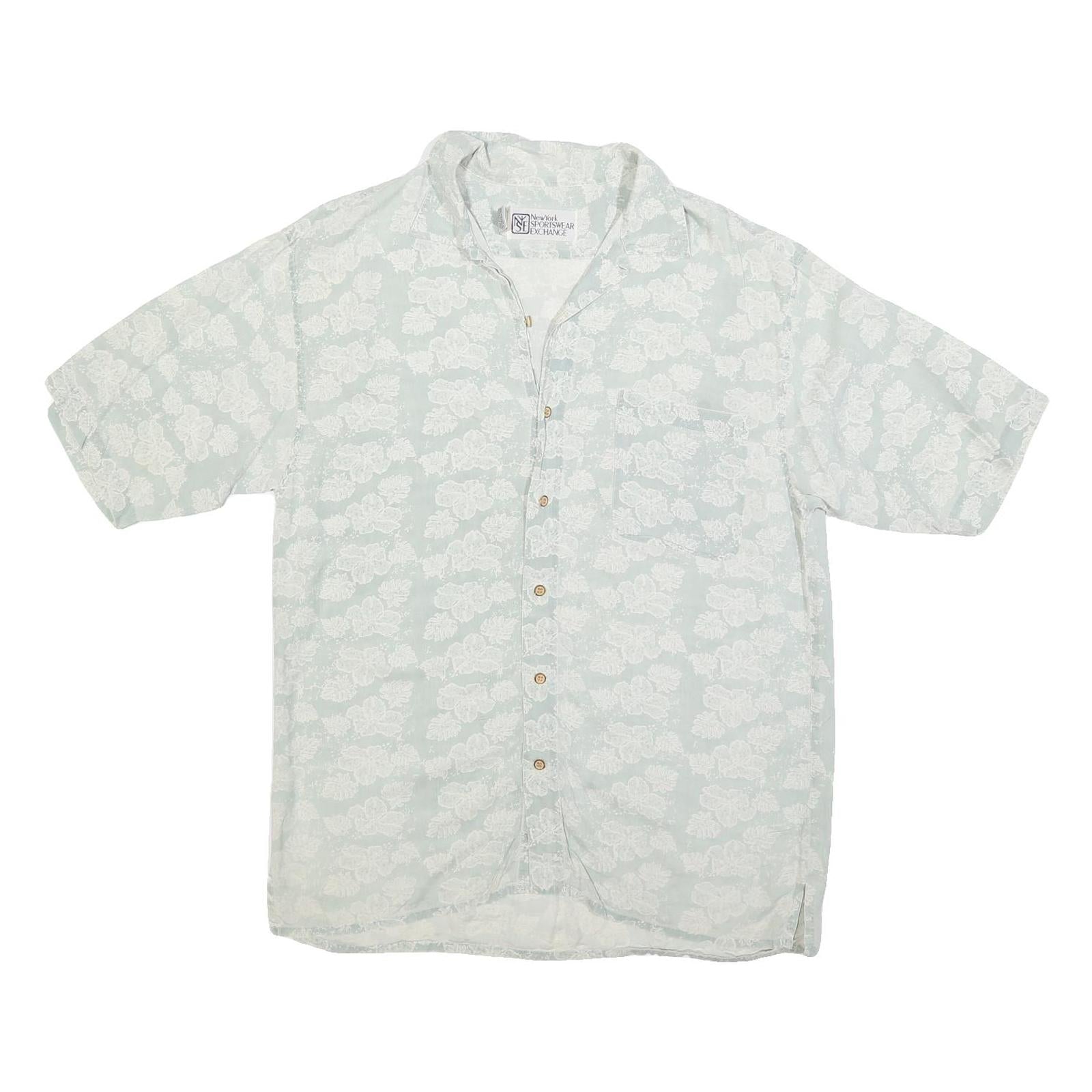NEW YORK SPORTWEAR EXCHANGE Mens Beige & White Floral Print Cotton Blend Shirt L