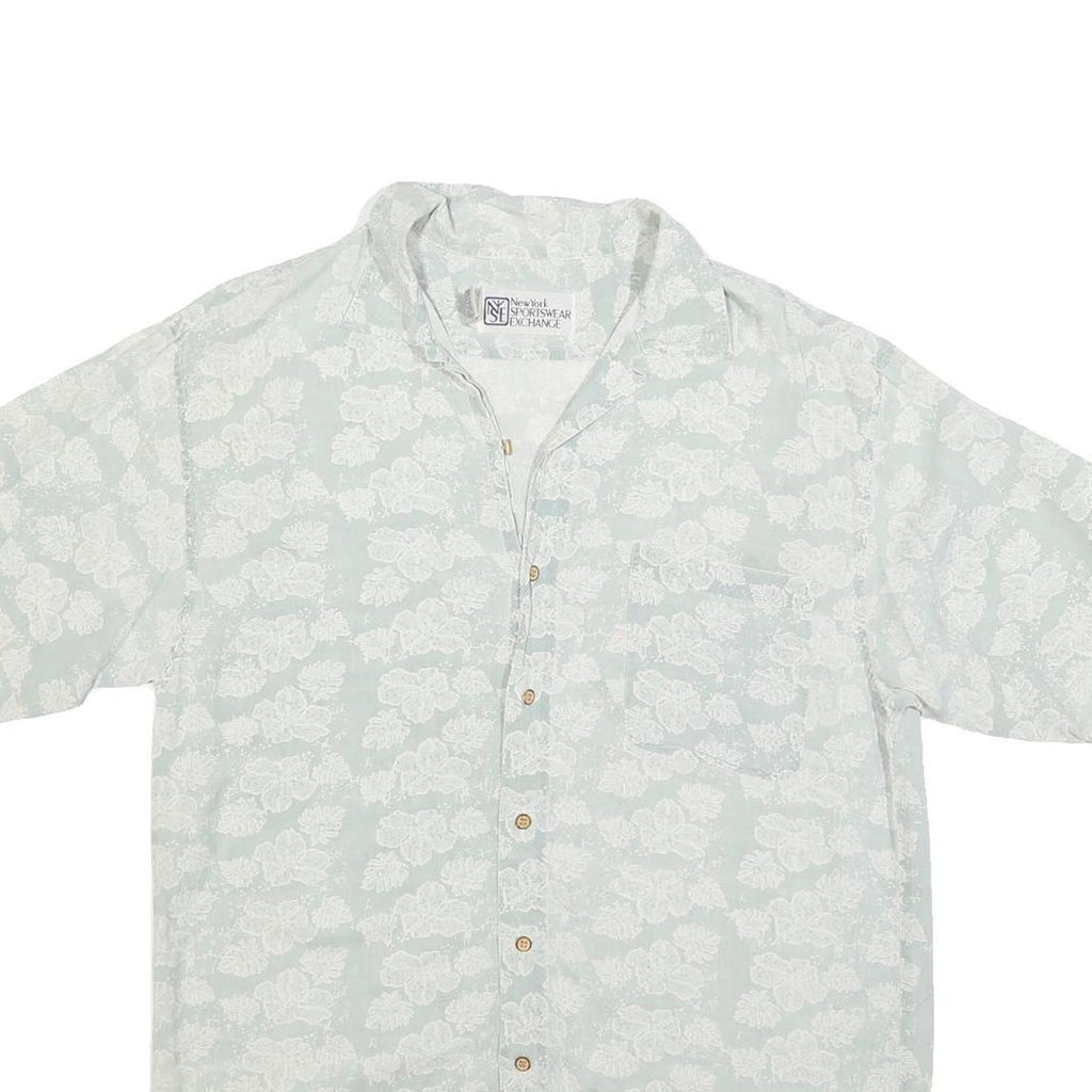 NEW YORK SPORTWEAR EXCHANGE Mens Beige & White Floral Print Cotton Blend Shirt L