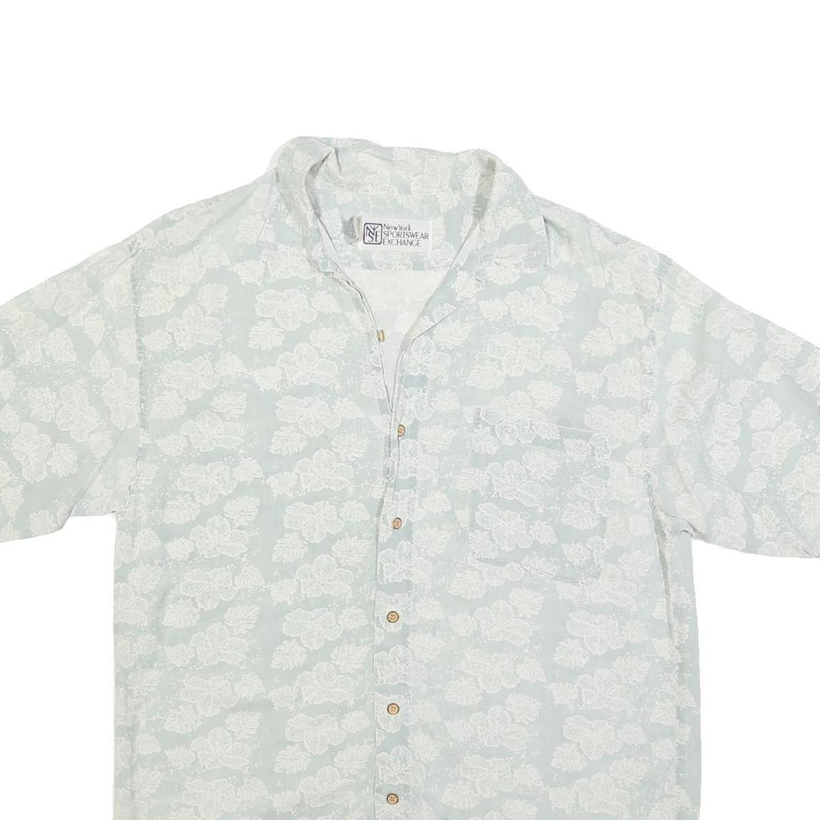 NEW YORK SPORTWEAR EXCHANGE Mens Beige & White Floral Print Cotton Blend Shirt L