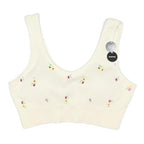 NEW LOOK Womens Cream Floral Printed Cropped Sleeveless Scoop Neck L Top