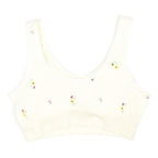 NEW LOOK Womens Cream Floral Printed Cropped Sleeveless Scoop Neck L Top