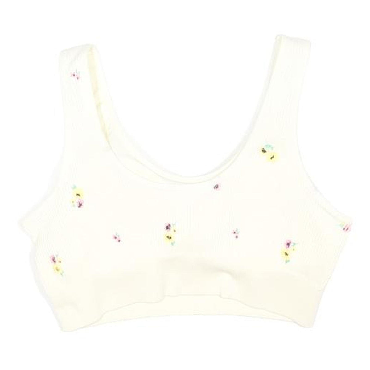 NEW LOOK Womens Cream Floral Printed Cropped Sleeveless Scoop Neck L Top