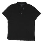 ARMANI EXCHANGE Mens Black Cotton Blend Short Sleeve Plain XL Polo Shirt Casual