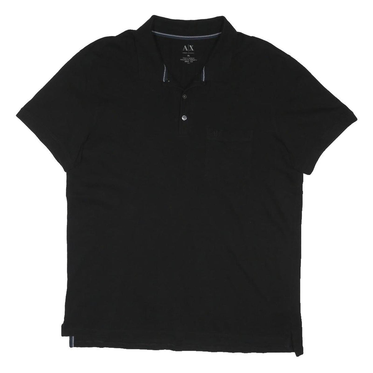 ARMANI EXCHANGE Mens Black Cotton Blend Short Sleeve Plain XL Polo Shirt Casual