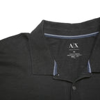 ARMANI EXCHANGE Mens Black Cotton Blend Short Sleeve Plain XL Polo Shirt Casual
