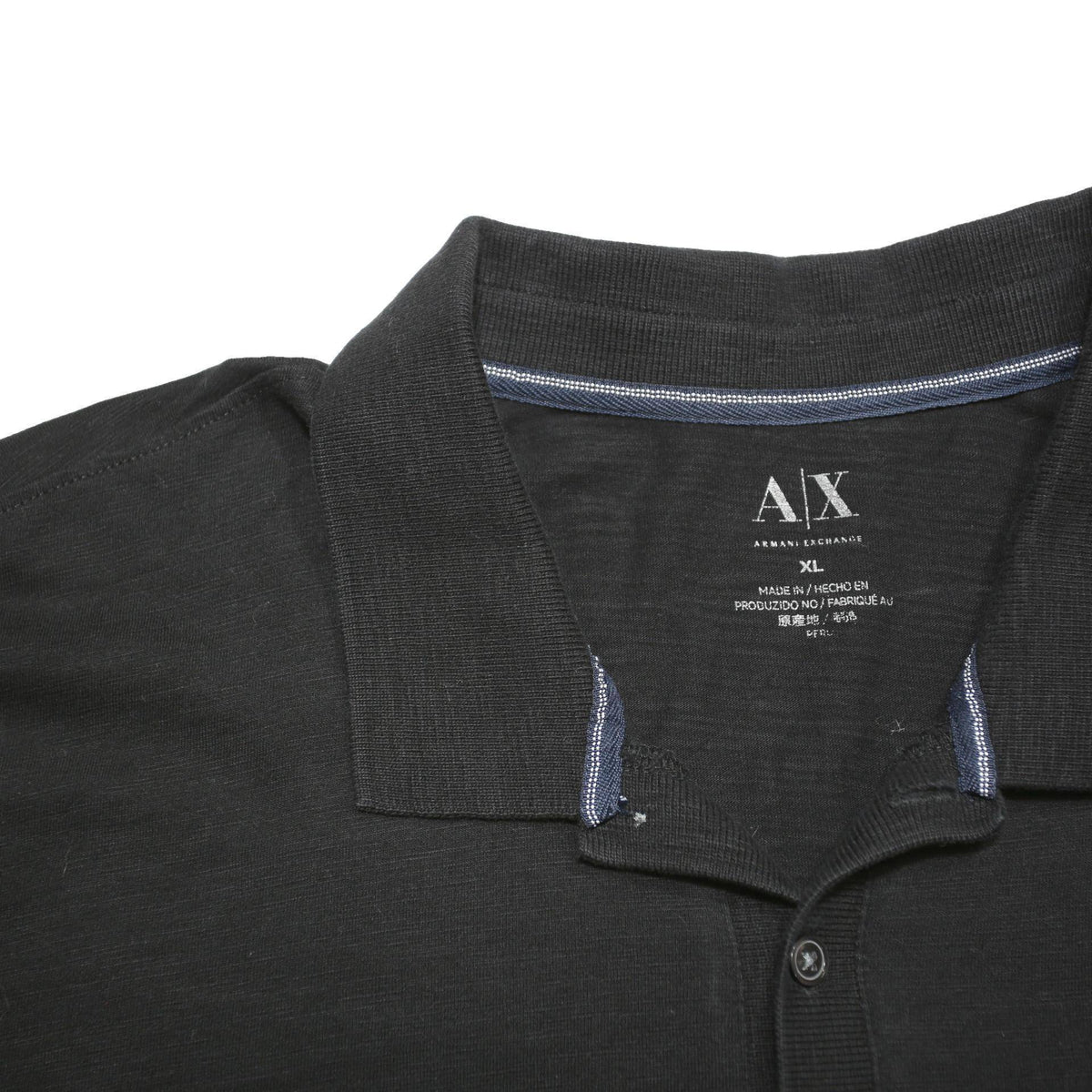 ARMANI EXCHANGE Mens Black Cotton Blend Short Sleeve Plain XL Polo Shirt Casual