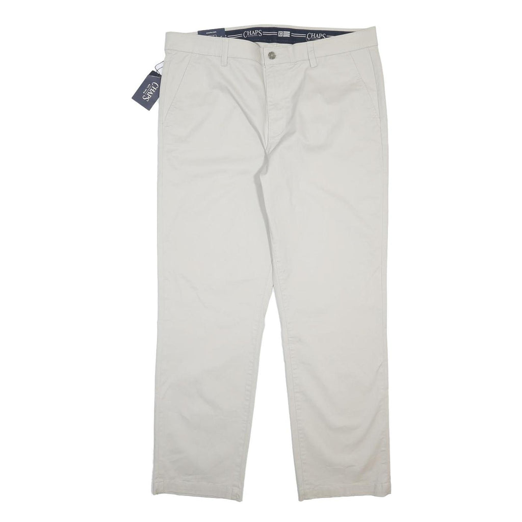 CHAPS Mens Cotton Blend White Regular Fit Straight Leg Trousers W38 L32 Classic