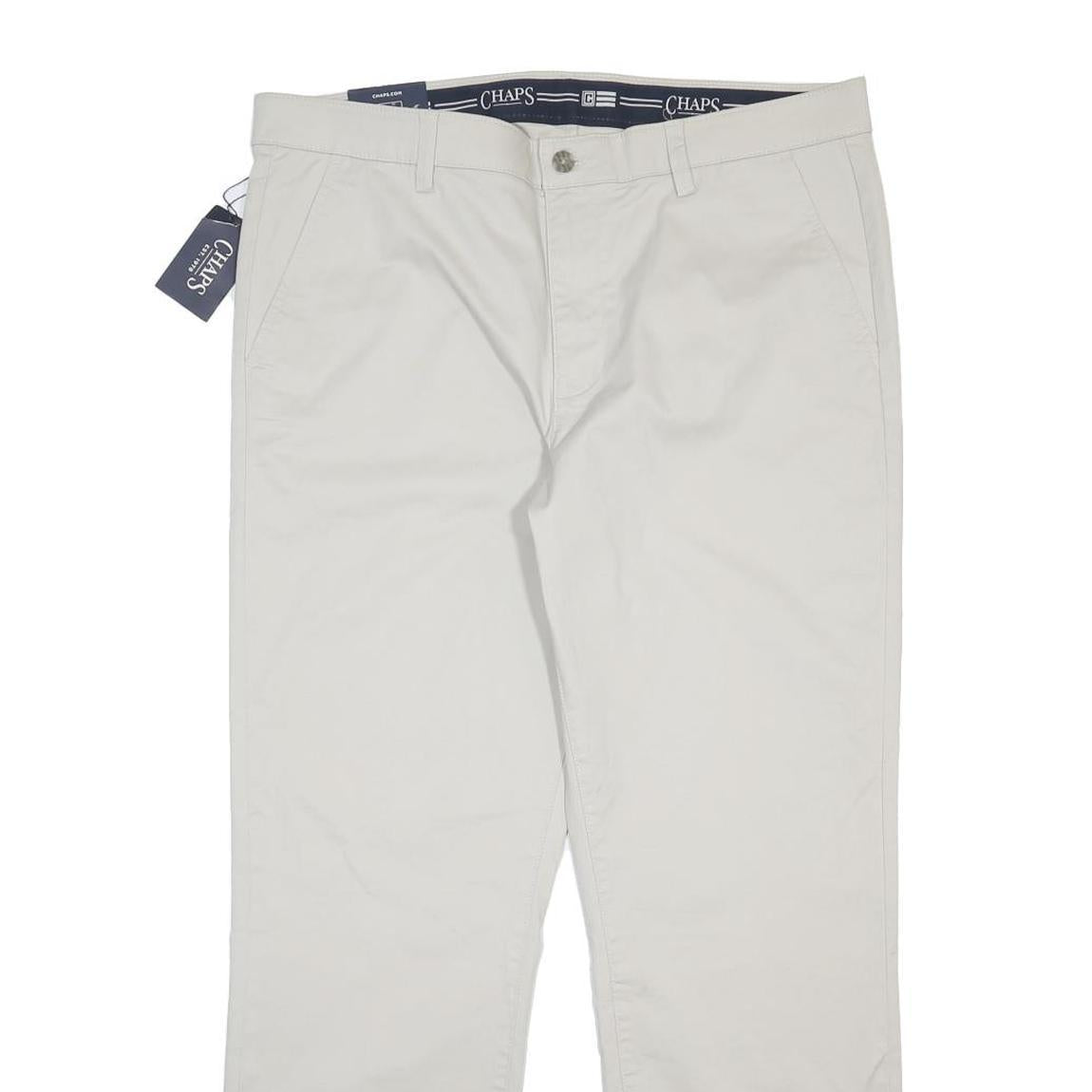 CHAPS Mens Cotton Blend White Regular Fit Straight Leg Trousers W38 L32 Classic