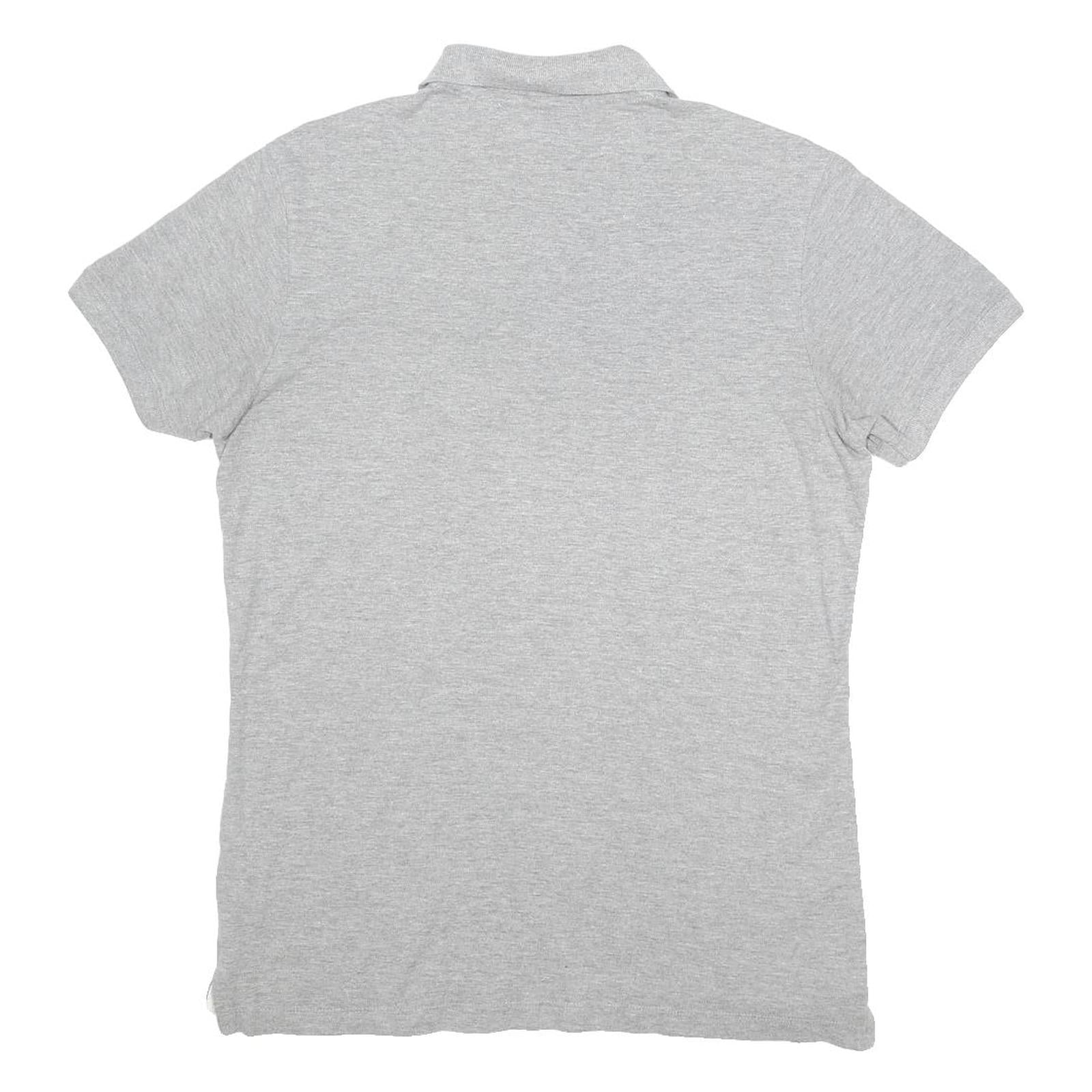 DIADORA Mens Grey Short Sleeve Plain L Cotton Polo Shirt Classic Fit Casual