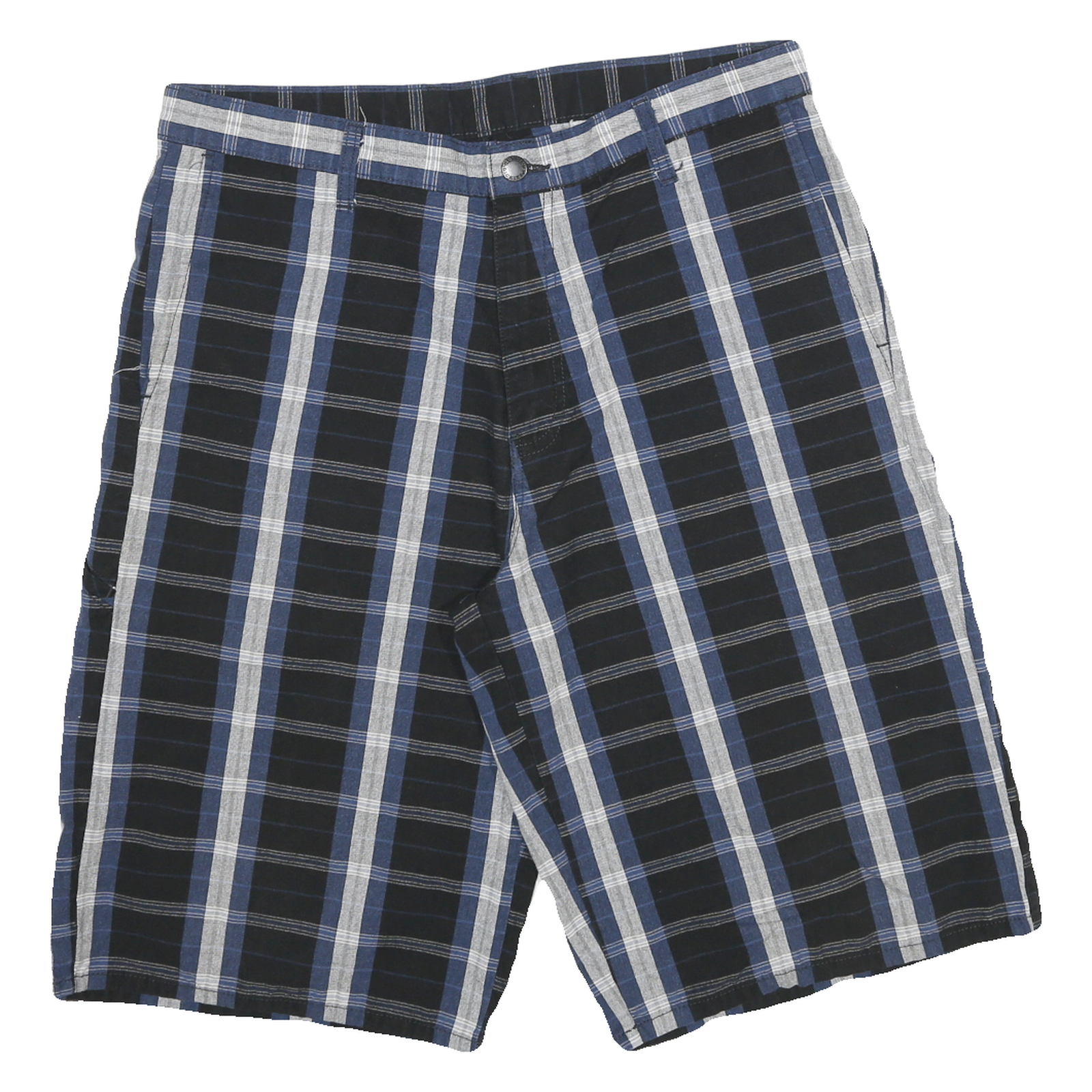 DICKIES Mens Cotton Blend Blue & White Check Casual Shorts XL W32 Comfortable