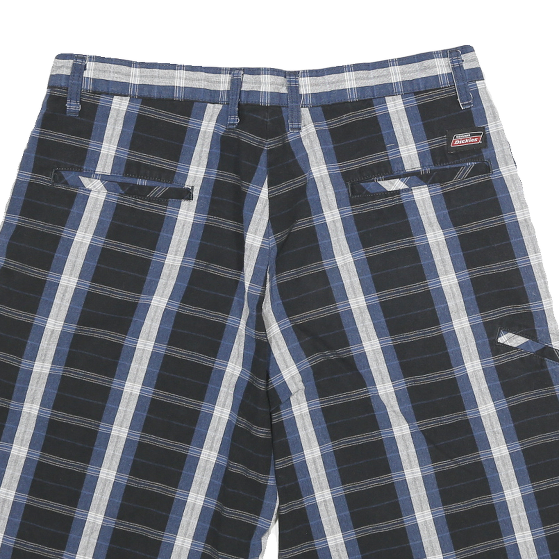 DICKIES Mens Cotton Blend Blue & White Check Casual Shorts XL W32 Comfortable