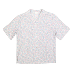 Womens White Pink Blue Floral Shirt M Lightweight Button Up Summer