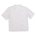 Womens White Pink Blue Floral Shirt M Lightweight Button Up Summer