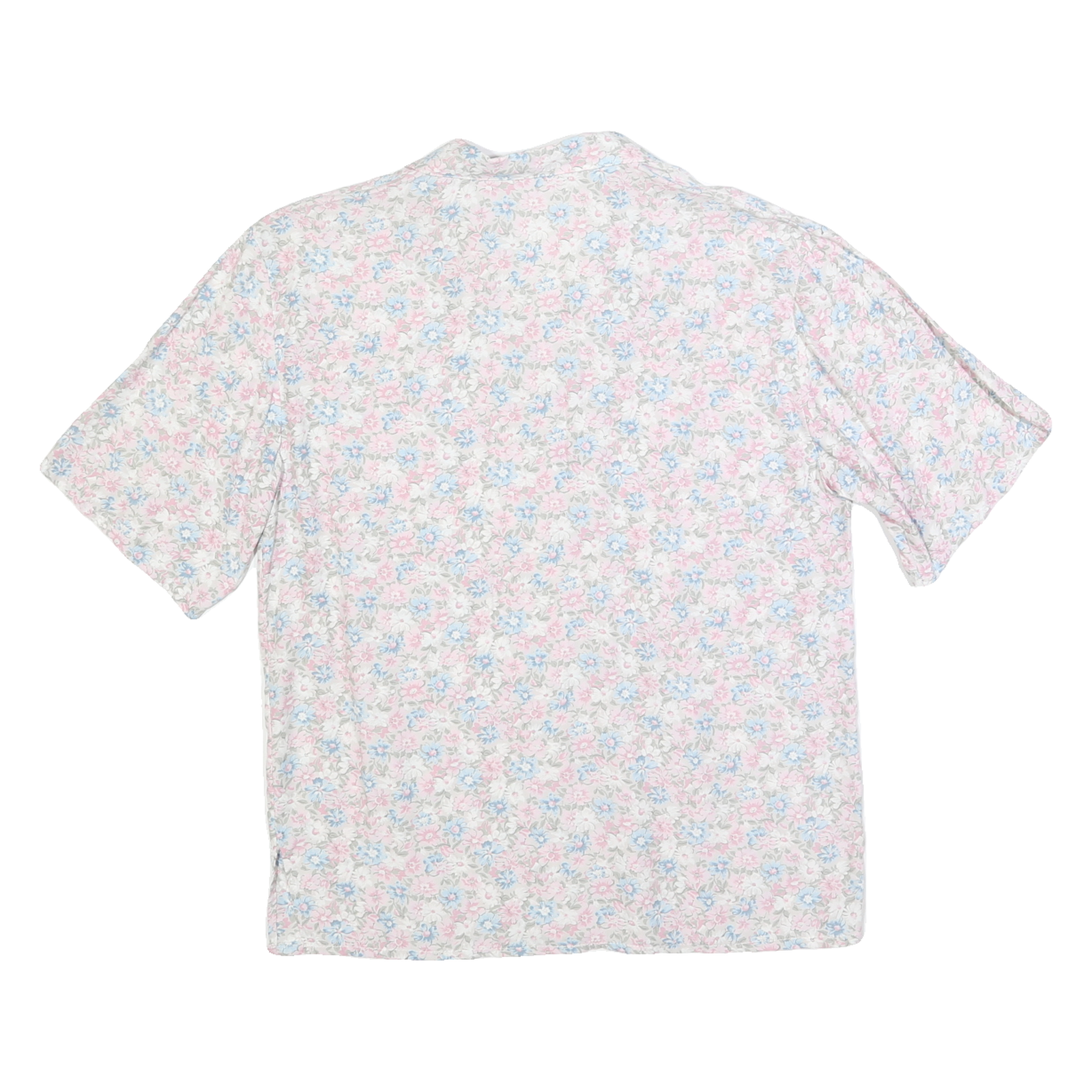 Womens White Pink Blue Floral Shirt M Lightweight Button Up Summer